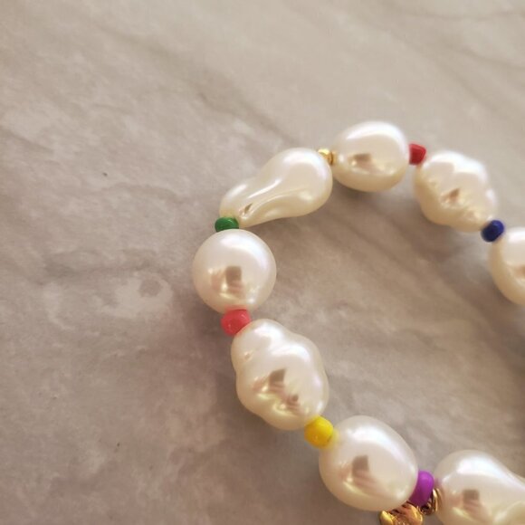 🌈 J.Crew Pearl Beads Beaded Colorful Stretch Bracelet 🌈 - Picture 10 of 11